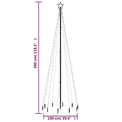 vidaXL Sapin de Noël avec piquet Blanc chaud 310 LED 300 cm pas cher