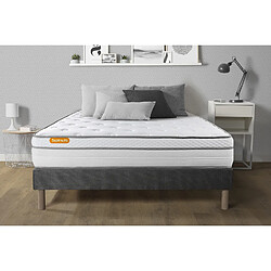 Septnuits Ensemble Memo Luxe 140 x 190 cm Matelas + sommier gris 140x190 Memo Luxe Ressorts ensachés + mémoire de forme 5 zones de confort MAXI épaisseur