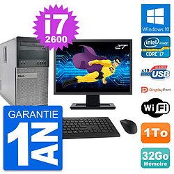 PC Tour Dell 990 Ecran 27" Intel i7-2600 RAM 32Go Disque Dur 1To Windows 10 Wifi - Occasion