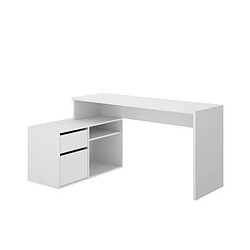 Bureau dangle reversible 1 tiroir + 1 porte - Blanc - L 139 x P 92 x H 75 cm - ROX 