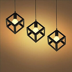 Avis Stoex Lampe Suspensions Plafonnier Cube Luminaire 3 Lampes, Lustre Abat-jour avec Douille Applique d'Eclairage E27 Noir