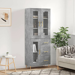 vidaXL Buffet haut Gris béton 69,5x34x180 cm Bois d'ingénierie