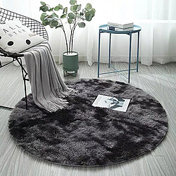 LUUCOZK Tapis à poils longs doux et moelleux pour chambre à coucher et salon - Gris foncé dégradé-160x160cm 