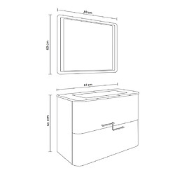 Kiamami Valentina ARMOIRE DE TOILETTE MURALE 80CM BLANCHE, LAVABO NOIR MAT, MIROIR À LED | HOLLYWOOD