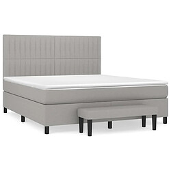 vidaXL Sommier à lattes de lit avec matelas Gris clair 160x200cm Tissu