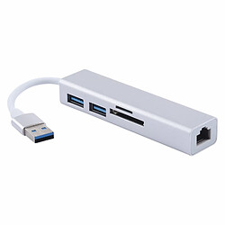 Wewoo Hub USB Réseau Ethernet Gigabit 10/100 / 1000M Lecteur de cartes RJ45 & SD / TF vers USB 3.0 Convertisseur d'adaptateur mini-aluminium HUB, Longueur totale: environ 20cm