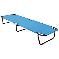 vidaXL Chaise longue pliable acier bleu turquoise 