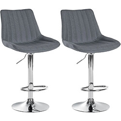 Non Lot de 2 tabourets de bar Toni tissu chrome