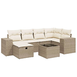 vidaXL Salon de jardin avec coussins 7 pcs beige résine tressée