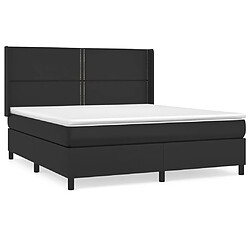 vidaXL Sommier à lattes de lit avec matelas Noir 180x200 cm Similicuir