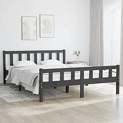 vidaXL Cadre de lit sans matelas gris bois massif 