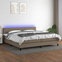 vidaXL Sommier à lattes de lit et matelas et LED Taupe 200x200cm Tissu