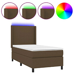 vidaXL Sommier à lattes de lit matelas et LED Marron foncé 100x200 cm