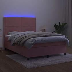 Avis vidaXL Sommier à lattes de lit matelas et LED Rose 140x190 cm Velours