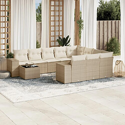 Maison Chic Salon de jardin 11 pcs avec coussins, Ensemble Tables et chaises d'extérieur beige résine tressée -GKD621865