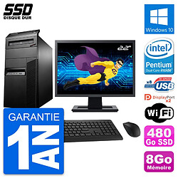 PC Tour Lenovo M93p Ecran 22" Intel G3220 RAM 8Go SSD 480Go Windows 10 Wifi - Occasion