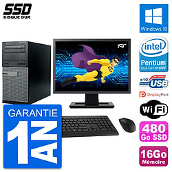 PC Tour Dell 790 MT Ecran 19" Intel G630 RAM 16Go SSD 480Go Windows 10 Wifi - Occasion