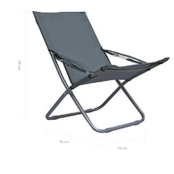 vidaXL Chaises pliables de plage lot de 2 Tissu Gris pas cher