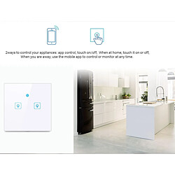 Wewoo WS-EU-02 EWeLink APP & Touch Control 2A Interrupteur mural intelligent avec panneau en verre trempé, 2 voies, 2 voies, CA 90V-250V, EU Plug pas cher