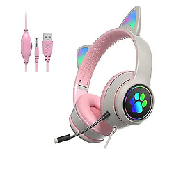 Universal Casque gaming filaire casque casque pour ordinateur casque rose avec micro anti bruit @ 