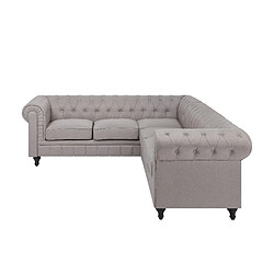 Acheter Beliani Canapé angle à droite 6 places en tissu beige CHESTERFIELD