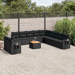 Maison Chic Salon de jardin 12 pcs avec coussins, Ensemble Tables et chaises d'extérieur noir résine tressée -GKD599029