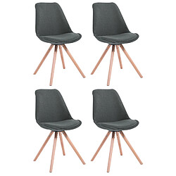 Decoshop26 4 chaises de salle à manger style scandinave en tissu gris foncé pieds rond en bois clair CDS10348 