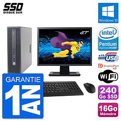 PC HP 600 G2 SFF Ecran 27" Intel G4400 RAM 16Go SSD 240Go Windows 10 Wifi · Occasion 