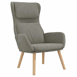 Maison Chic Chaise de relaxation | Fauteuil relax Gris clair Velours -GKD10027