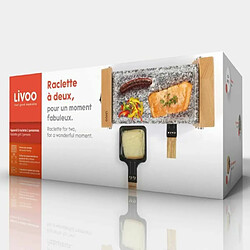 Livoo Appareil à raclette 2 personnes en Bois design 350W Pieds antidérapant - Bouton marche/arrêt