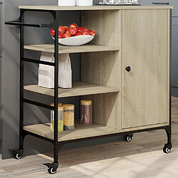 Maison Chic Desserte de cuisine | Chariot de cuisine | Meuble de rangement roulant chêne sonoma bois d'ingénierie -GKD41098