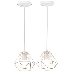 Stoex 2PCS Plafonnier Rétro Suspension Luminaire D'Intérieur Vintage Blanc Suspension Lustre Fer Métallique , Pour Bureau, Salle À Manger