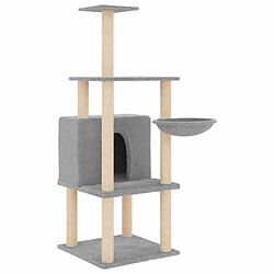 Arbre à chat avec griffoirs,niche pour chat en sisal gris clair 132 cm -MN69011