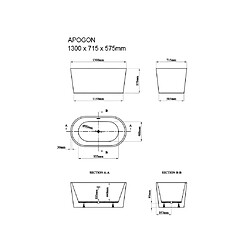 Vente-Unique Baignoire îlot ovale - 180L - 130 x 71 x 58 cm - Noire - Acrylique - APOGON pas cher