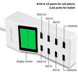 Wewoo 5V 2.1A + 2.1A + 1A + 1A + 1A + 0.5A + 0.5A 8 ports USB Superfast Chargeur USB de charge avec écran d'affichage