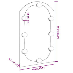 vidaXL Miroir avec éclairage LED 60x40 cm Verre Arche pas cher