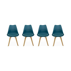 Lot de 4 chaises scandinaves, Nils, pieds bois de hêtre, fauteuils 1 place | sweeek