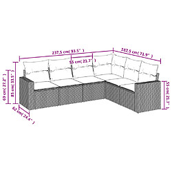 Avis vidaXL Salon de jardin 6 pcs avec coussins noir résine tressée