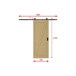 Acheter Vente-Unique Porte coulissante avec système en applique en bois et MDF - Naturel clair - H205 x L73 cm - BALERMA