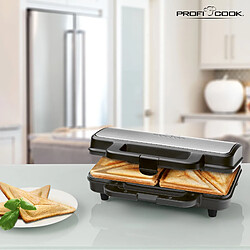 Grille-pain Sandwich XXL 14.5 x 14.5 cm Croque-Monsieur, 900, Noir/Argent, Proficook, ST 1092