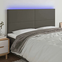 Maison Chic Tête de lit scandinave à LED,meuble de chambre Gris 160x5x118/128 cm Similicuir -MN52179