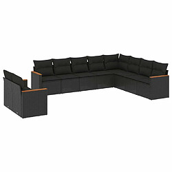 Maison Chic Salon de jardin 10 pcs avec coussins, Ensemble Tables et chaises d'extérieur noir résine tressée -GKD426850