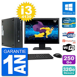 PC HP 800 G1 Ecran 19" Core i3-4130 RAM 32Go Disque 250Go Windows 10 Wifi - Occasion