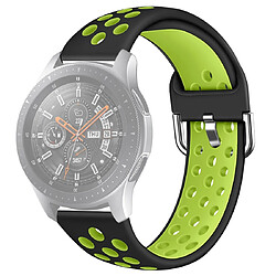 Wewoo Bracelet pour montre connectée Galaxy Watch 46 / S3 / Huawei GT 1/2 22mm de en silicone bicolore couleur braceletTaille L Noir Vert 