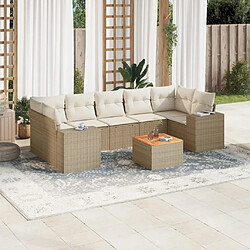 vidaXL Salon de jardin avec coussins 8 pcs beige résine tressée 