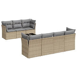 Maison Chic Salon de jardin avec coussins 8 pcs | Ensemble de Table et chaises | Mobilier d'Extérieur beige résine tressée -GKD35321