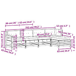 vidaXL Salon de jardin 5 pcs avec coussins blanc bois massif de pin pas cher