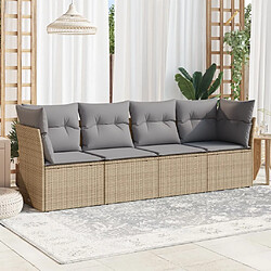 vidaXL Salon de jardin avec coussins 4 pcs beige résine tressée 