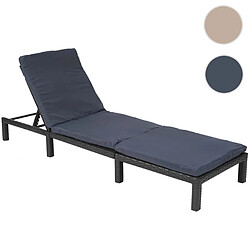 Mendler Chaise longue HWC-A51, polyrotin, bain de soleil, transat de jardin ~ Basic anthracite, coussin gris 