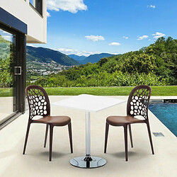 Ahd Amazing Home Design Table Carrée Blanche 70x70cm Avec 2 Chaises Colorées Set Intérieur Bar Café Weddin Cocktail, Couleur: Orange